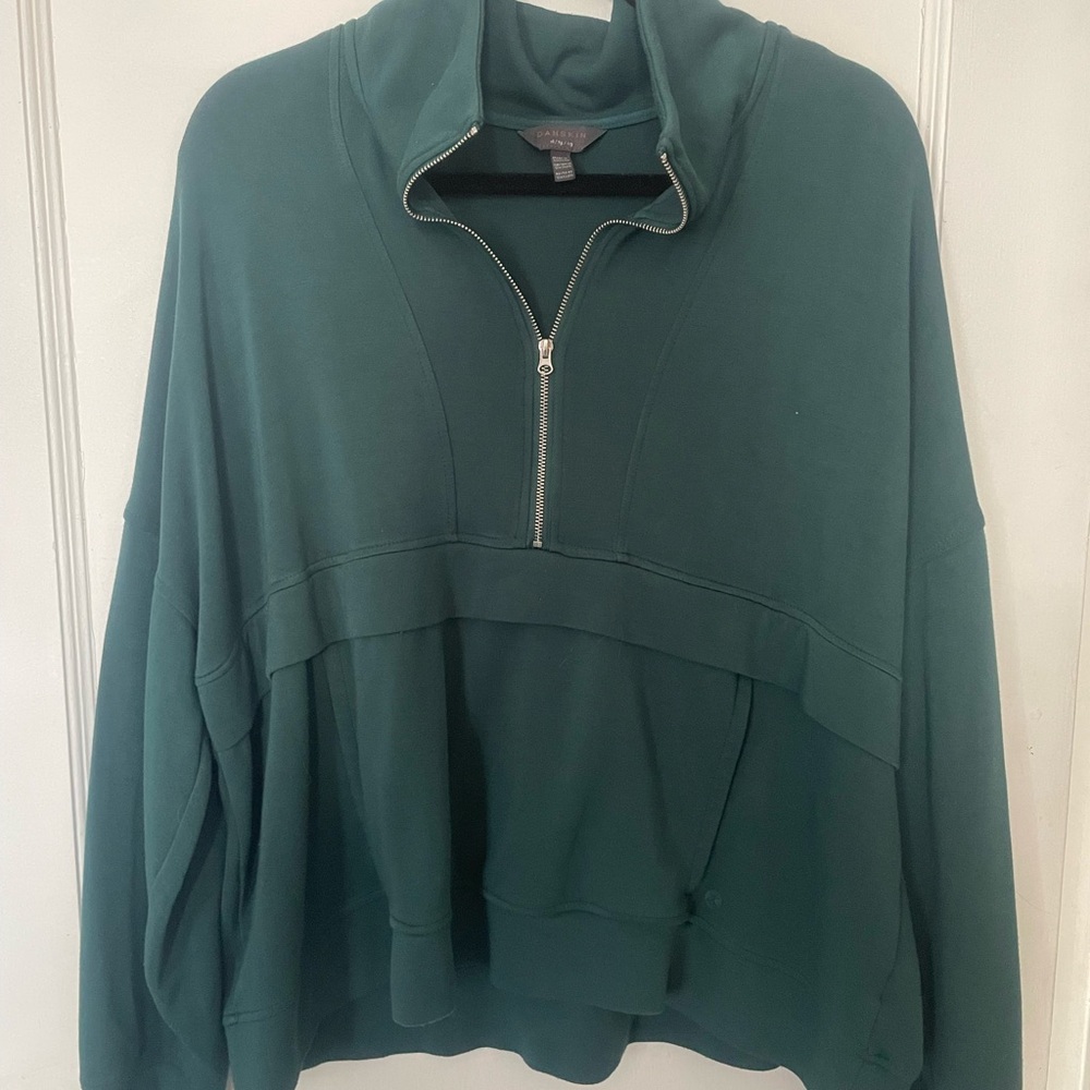 Danskin Green/Teal SUPER SOFT Quarter Zip